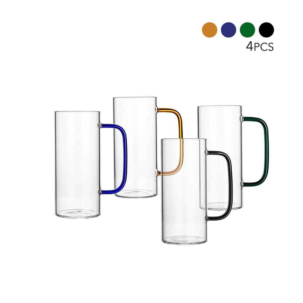 Coloured Handle Clear Water/Juice Glass Set - HomeHatchpk
