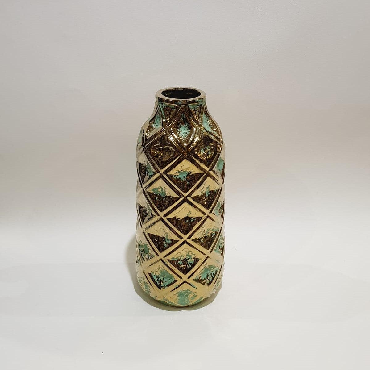 Antique Finish Golden Green Ceramic Vase | Home Décor - HomeHatchpk
