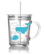 Printed Glass Mug With Straw | Kids Glass