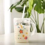 Printed Glass Mug With Straw | Kids Glass