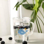 Printed Glass Mug With Straw | Kids Glass