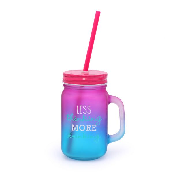 Colourful Mason Drinking Glass Jar With Straw