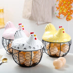 Egg Storage Basket With Ceramic Lid | Hen Basket - HomeHatchpk