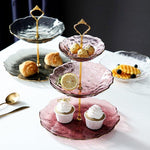 Pink Crown Glass Three Tier Pastry Stand | Dessert Table - HomeHatchpk