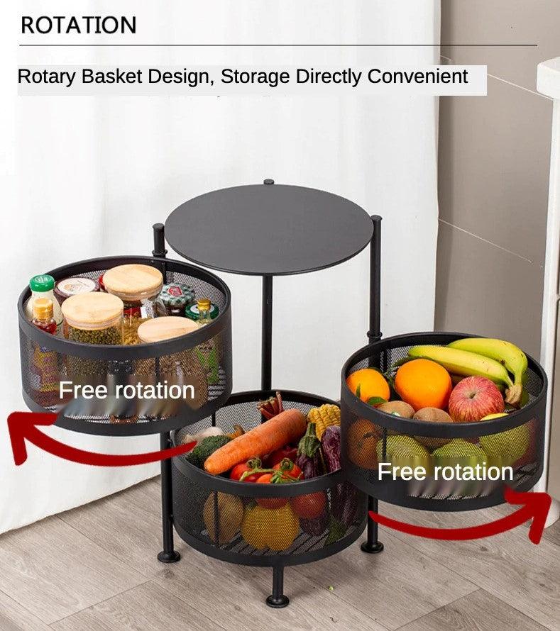 Multi Tier Storage Trolley With Rotating Baskets - HomeHatchpk