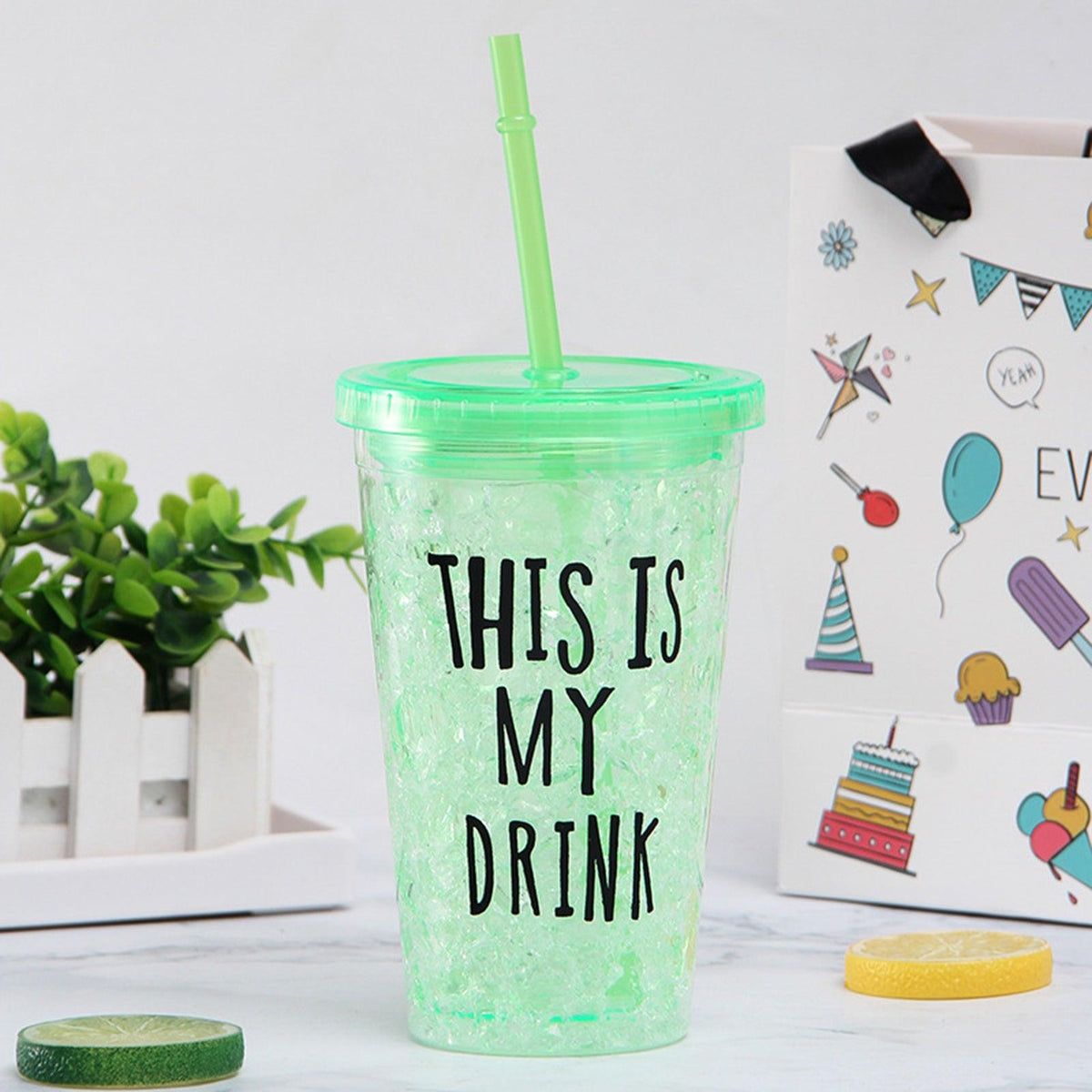 Frosty Ice Glass With Straw | Drinking Bottle | Kids Sippers - HomeHatchpk