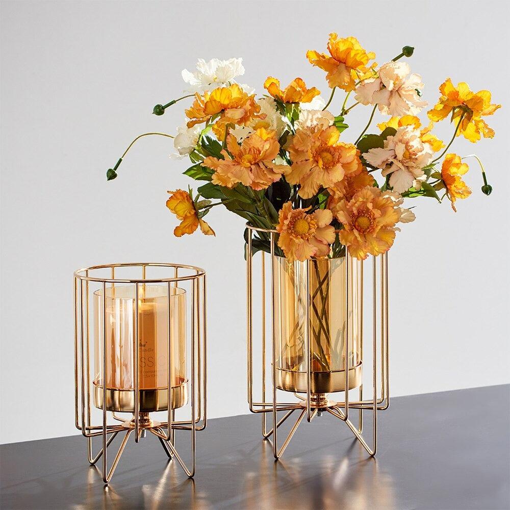 Nordic Style Caged Metal And Glass Candle Stand | Home Décor - HomeHatchpk