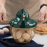 Golden Egg Storage Basket With Ceramic Lid | Hen Basket - HomeHatchpk