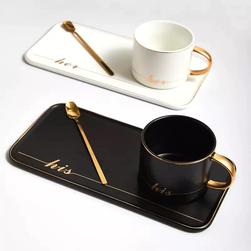 "His" And "Her" Mug With Serving Dish And Spoon - HomeHatchpk