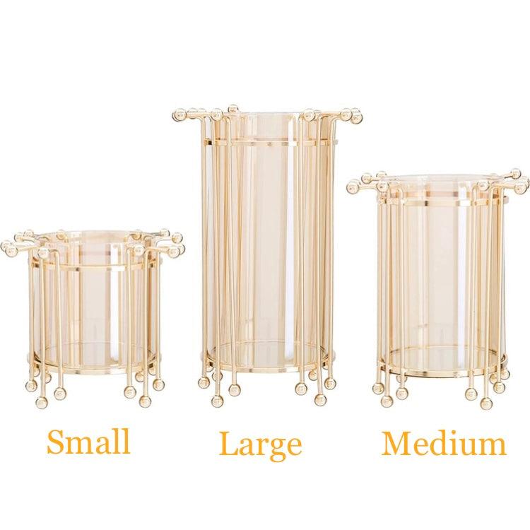 Hurricane Gold Candle Holder/Stand | Home Décor - HomeHatchpk
