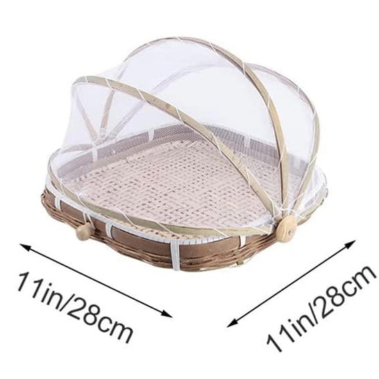 Handmade Bamboo Tent Basket With Gauze - HomeHatchpk